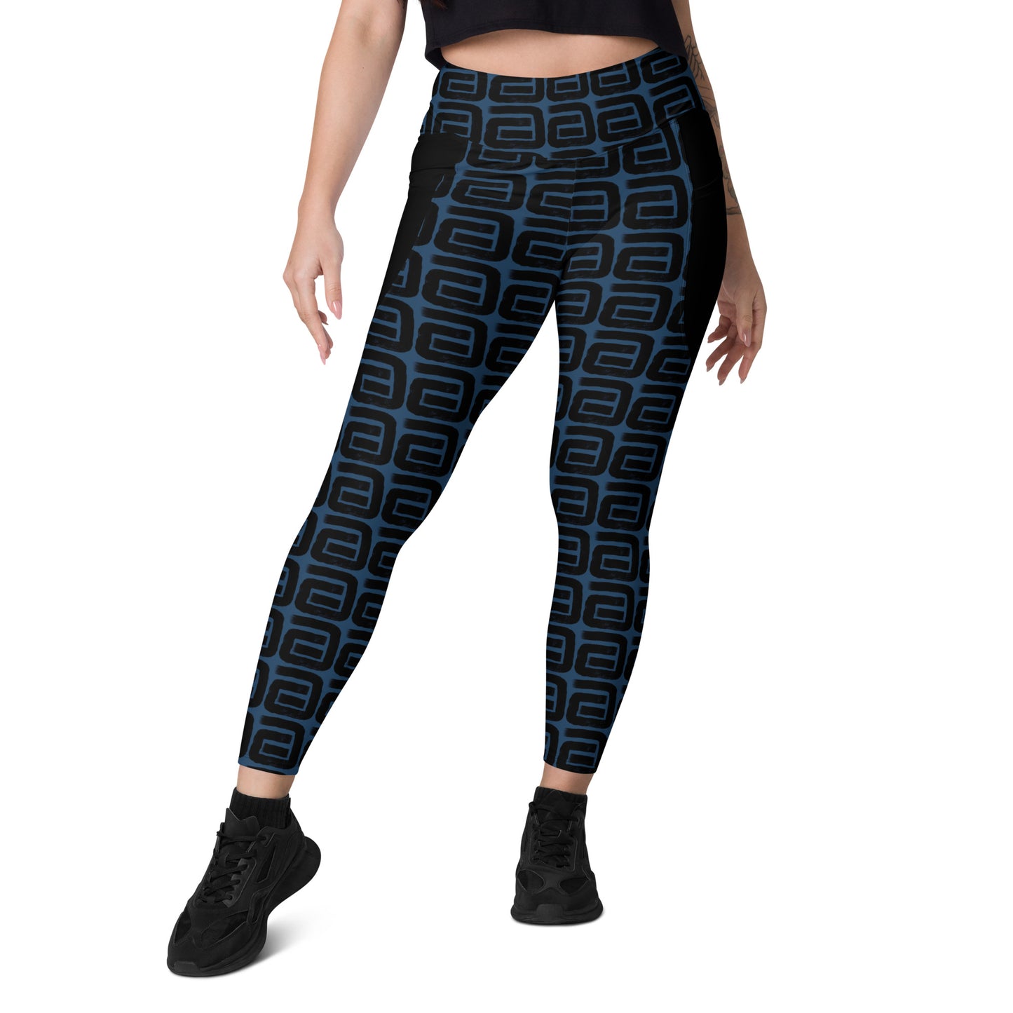 FSG Blue Geometry Premium Leggings with pockets