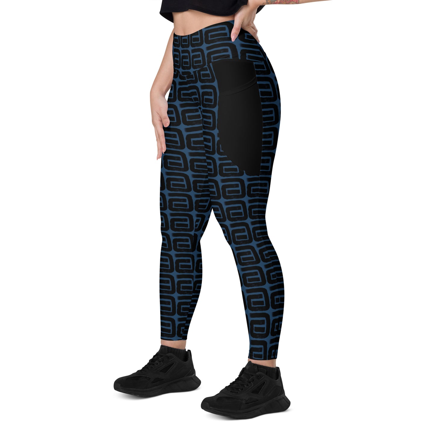 FSG Blue Geometry Premium Leggings with pockets