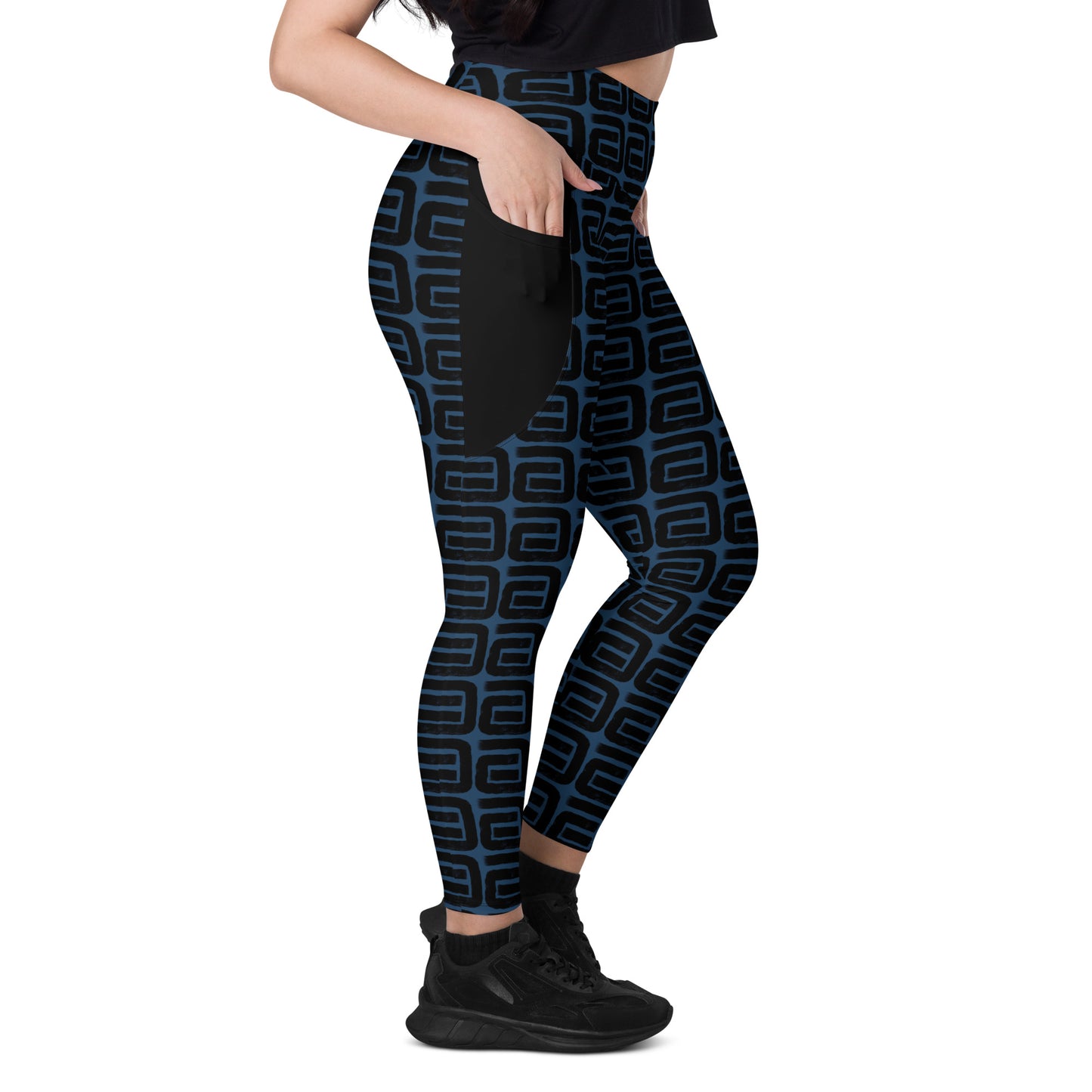 FSG Blue Geometry Premium Leggings with pockets