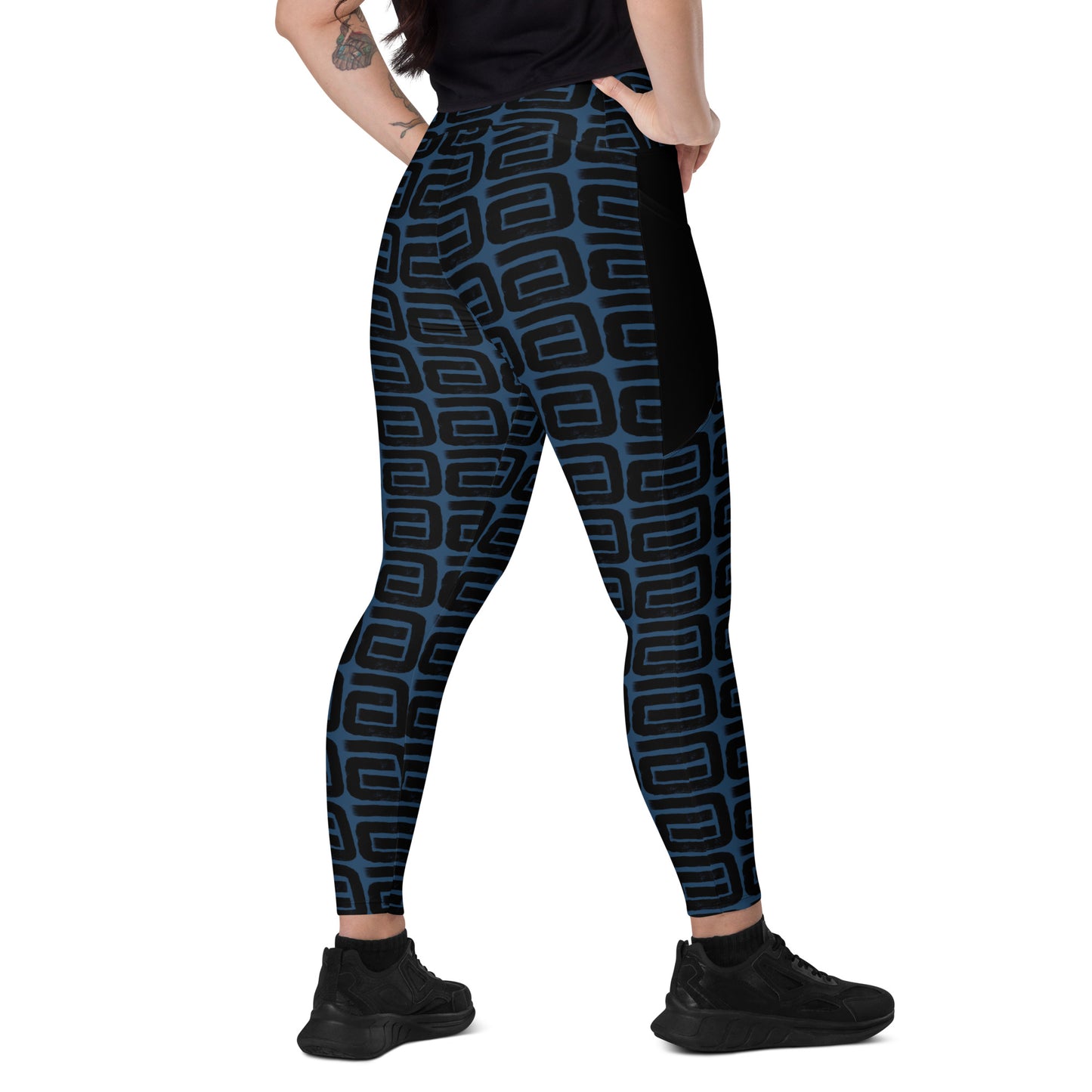 FSG Blue Geometry Premium Leggings with pockets